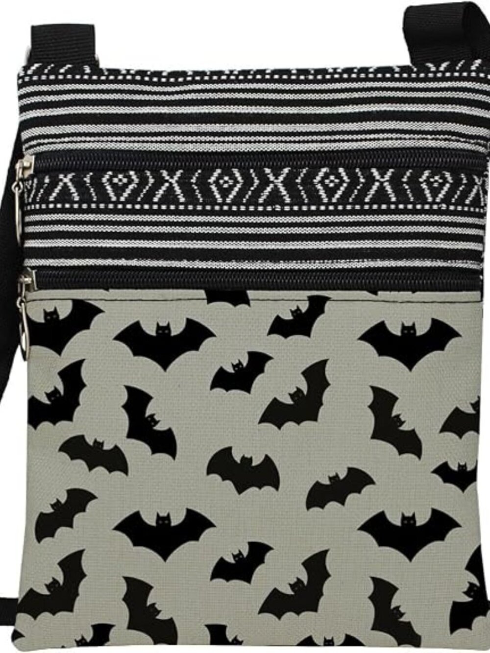 🎃Women's Bat Halloween Theme Printed Small Ethnic Zipper Purse Crossbody Bag